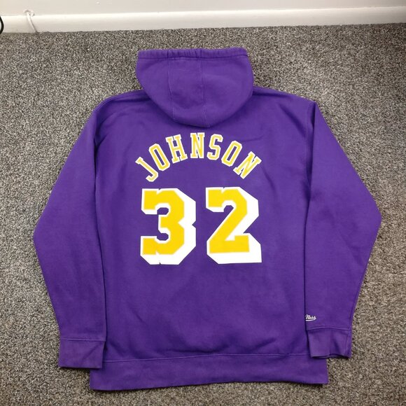 Magic Johnson Hoodie Sweatshirt Jersey Los Angeles Lakers Mitchell Ness Mens L - Picture 5 of 8